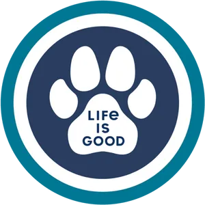 Blue Paw Print Life Is Good Graphic PNG Image