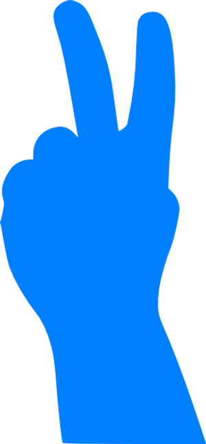 Blue Peace Sign Hand Gesture PNG Image