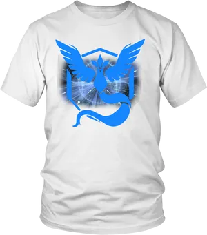 Blue Phoenix Graphic T Shirt Design PNG Image