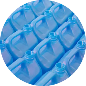 Blue Plastic Bottles Array PNG Image