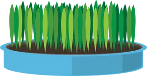 Blue Pot Green Grass Vector PNG Image