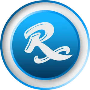 Blue R Symbol Button PNG Image