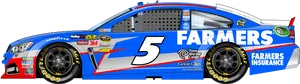 Blue Race Car Number5 Sponsor Decals PNG Image