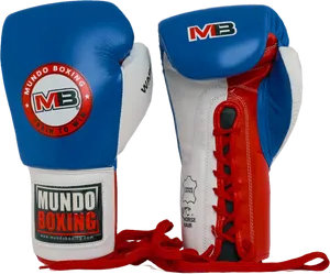 Blue Red Mundo Boxing Gloves PNG Image