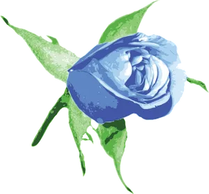 Blue Rose Illustration.png PNG Image