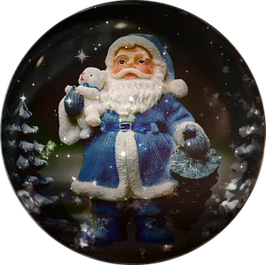 Blue Santa Snow Globe Christmas Decoration PNG Image