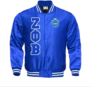 Blue Satin Varsity Jacket PNG Image