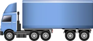 Blue Semi Truck Side View PNG Image