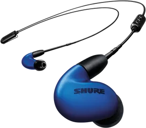 Blue Shure Earphones PNG Image