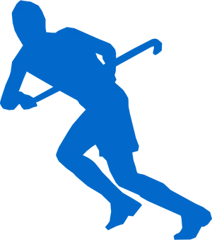 Blue Silhouette Baseball Player PNG Image