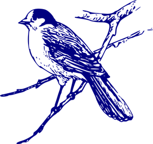 Blue Silhouette Birdon Branch PNG Image