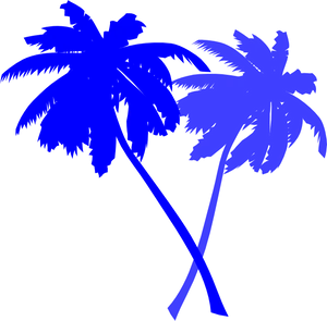 Blue Silhouette Palm Trees PNG Image