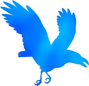 Blue Silhouette Raven Flying PNG Image