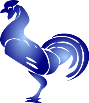 Blue Silhouette Rooster PNG Image