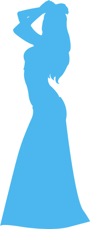 Blue Silhouette Woman Posing PNG Image