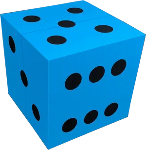 Blue Six Sided Dice Black Dots PNG Image