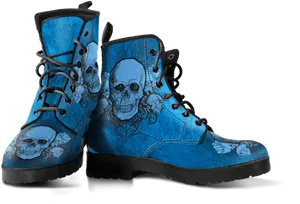 Blue Skull Printed Boots PNG Image