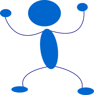 Blue Stickman Figure Graphic PNG Image