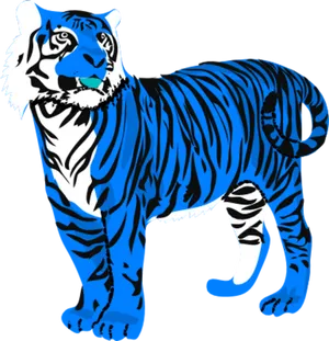 Blue Striped Tiger Illustration PNG Image