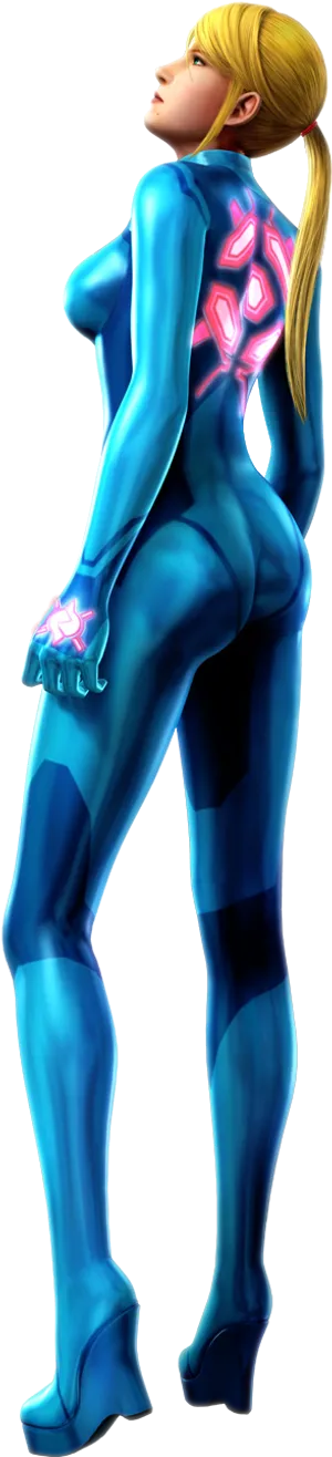 Blue Suit Female Character Pose PNG Image