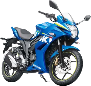 Blue Suzuki Sportbike Transparent Background PNG Image