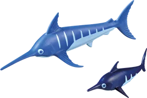 Blue Swordfish Toy Figures PNG Image