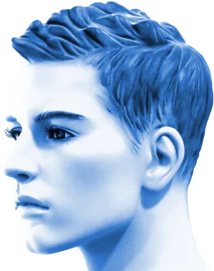 Blue Toned Profile Portrait PNG Image