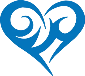 Blue Tribal Heart Tattoo Design PNG Image