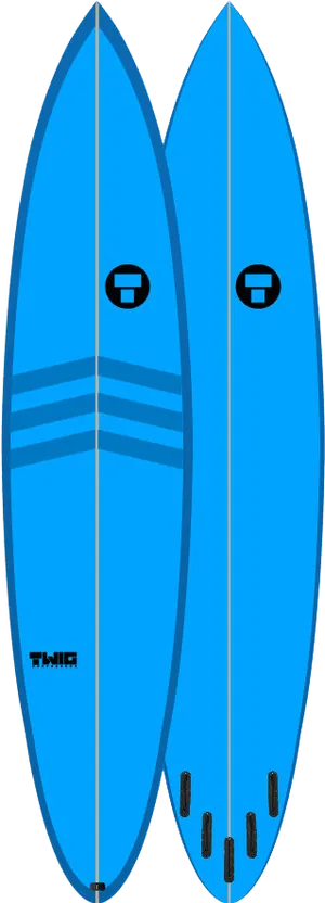 Blue Twin Fin Surfboards PNG Image