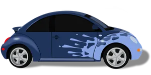 Blue Volkswagen Beetle Cartoon PNG Image