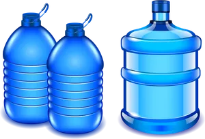 Blue Water Bottles Vector Illustration PNG Image