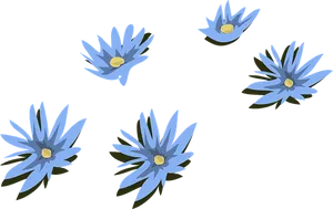 Blue Water Lilies Illustration PNG Image