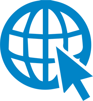 Blue Web Globeand Cursor Icon PNG
