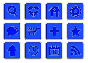 Blue Web Icons Set PNG