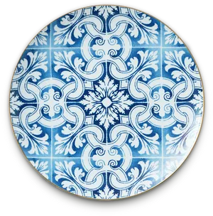 Blue White Decorative Ceramic Plate PNG Image