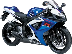 Blue White Suzuki Sportbike PNG Image