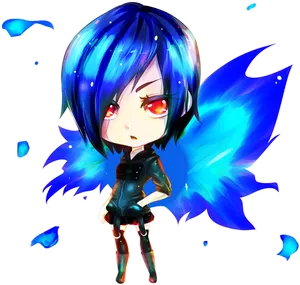 Blue Winged Anime Character PNG Image