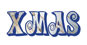 Blue X M A S Text Design PNG Image