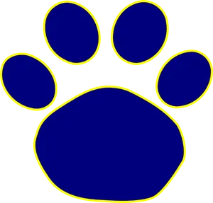 Blue Yellow Paw Print Graphic PNG Image