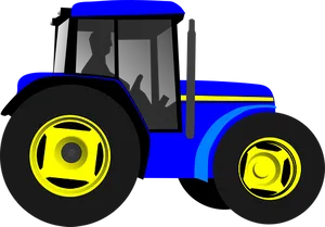 Blue Yellow Stylized Tractor PNG Image