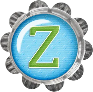 Blue Z Bottle Cap Design PNG Image