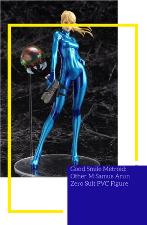 Blue Zero Suit Samus Figure PNG Image