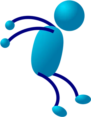 Blue3 D Stickman Running PNG Image