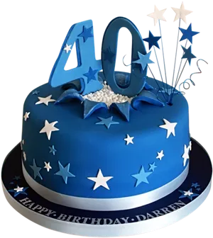 Blue40th Birthday Cakewith Stars PNG Image