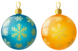 Blueand Gold Christmas Ornaments PNG Image