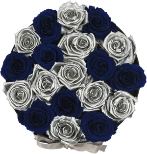 Blueand Silver Roses Bouquet.png PNG Image