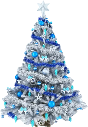 Blueand White Christmas Tree PNG Image