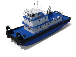 Blueand White Tugboat Isolated PNG Image