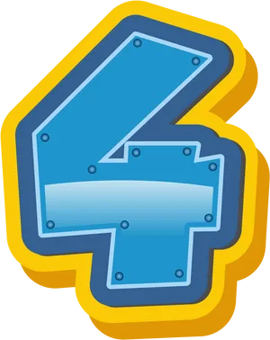 Blueand Yellow Number Four Graphic PNG Image