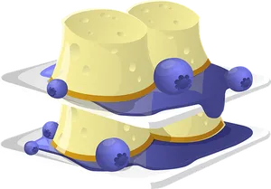 Blueberry Cheese Dessert Illustration PNG Image